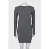 Gray dress with mesh inserts