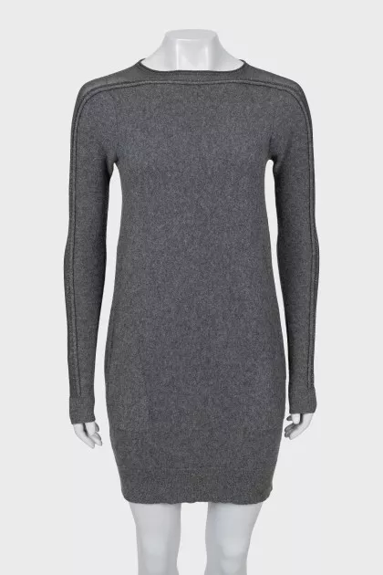 Gray dress with mesh inserts