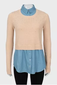 Slip sweater decorated with rhinestones