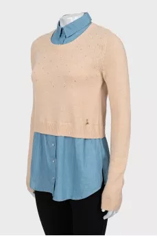 Slip sweater decorated with rhinestones