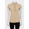 Beige Ruffled Polo