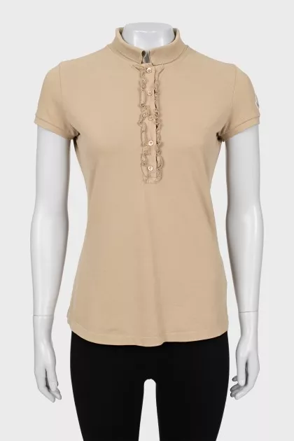 Beige Ruffled Polo