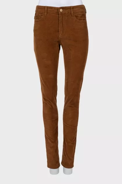 Corduroy jeans with gold hardware