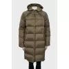 Green down jacket with hood