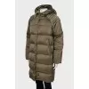 Green down jacket with hood