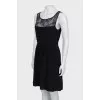 Silk mini dress with lace