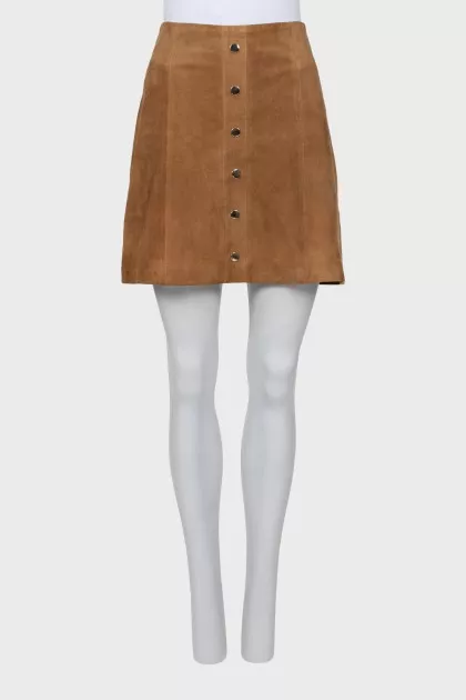 Suede skirt decorated with buttons