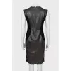 Dress with leather inserts and tag