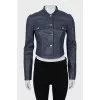 Blue leather cropped jacket