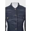 Blue leather cropped jacket