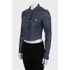 Blue leather cropped jacket