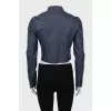 Blue leather cropped jacket