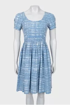 Mixed color dress with short sleeves