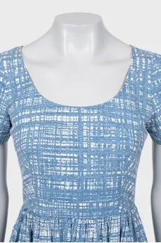 Mixed color dress with short sleeves