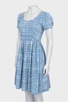 Mixed color dress with short sleeves