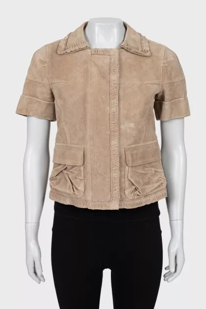 Short sleeve suede jacket