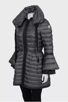 Gray quilted fitted down jacket