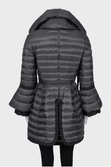 Gray quilted fitted down jacket