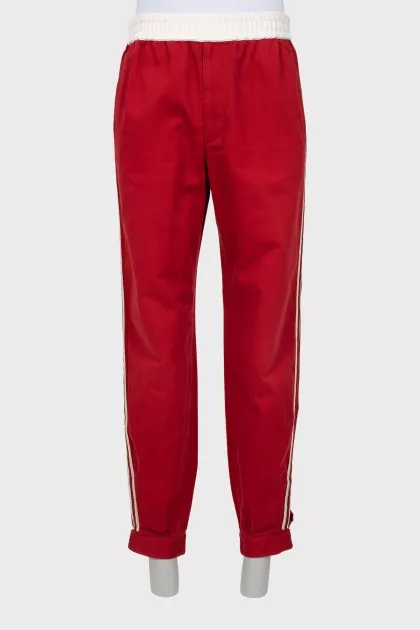 Men's jeans with elastic band with stripes
