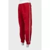 Men's jeans with elastic band with stripes