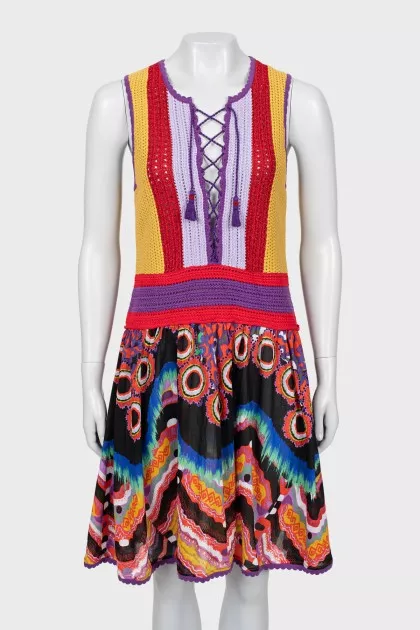 Dress with knitted top
