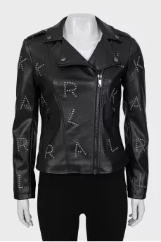 Eco-leather jacket with tag
