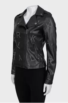 Eco-leather jacket with tag