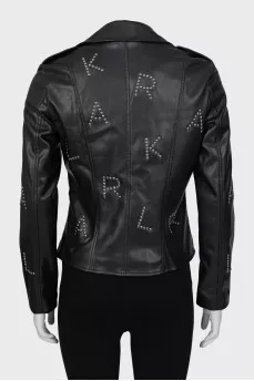 Eco-leather jacket with tag