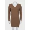Wool dress with V-neck