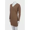 Wool dress with V-neck