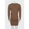 Wool dress with V-neck