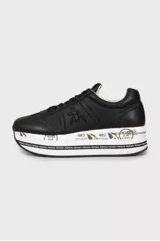 Leather sneakers with chunky soles