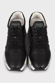 Leather sneakers with chunky soles