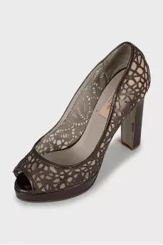 Perforated open toe shoes