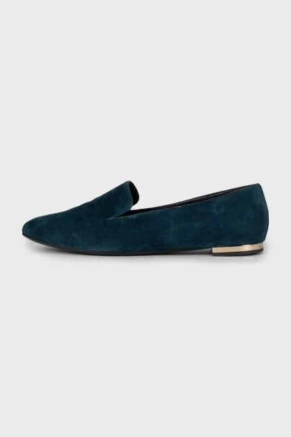 Blue suede ballerinas