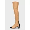 Leather over the knee boots with patent leather inserts