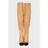 Leather over the knee boots with patent leather inserts