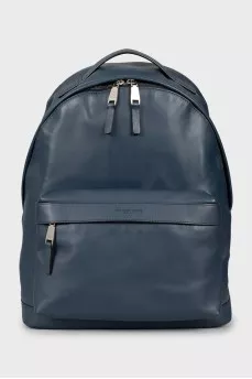 Men's blue leather backpack