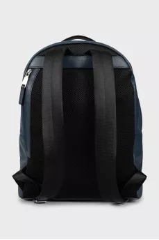 Men's blue leather backpack