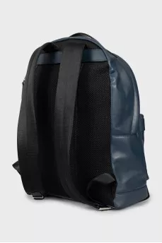 Men's blue leather backpack