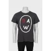 Men's dark gray printed T-shirt