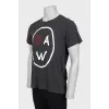 Men's dark gray printed T-shirt
