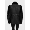 Leather jacket with fur sleeves
