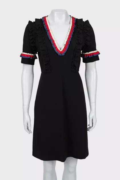 V-Neck Ruffle Dress