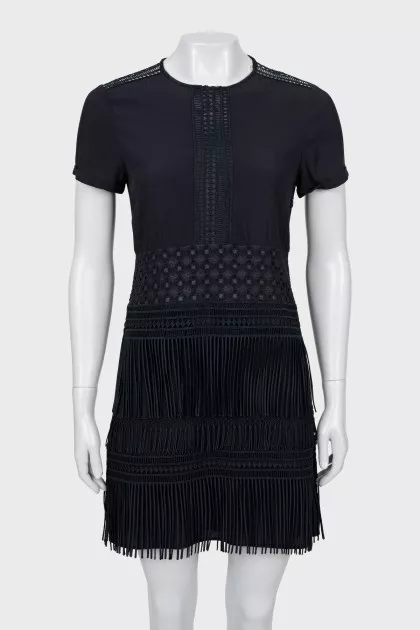 Dark blue dress with fringe