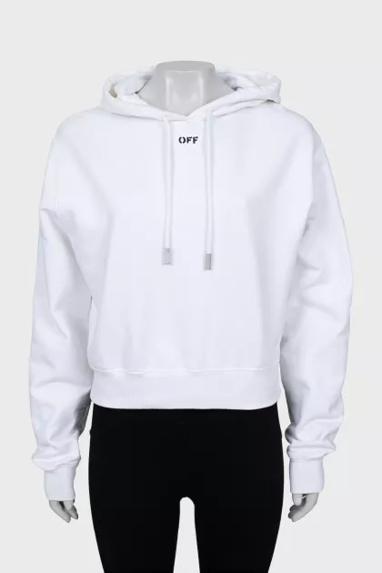 White hoodie with brand logo