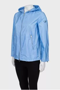 Blue windbreaker with zipper