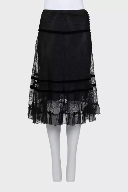 Black skirt with ruffled hem