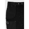 Denim skirt with leather inserts