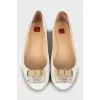 White leather ballet shoes with decor